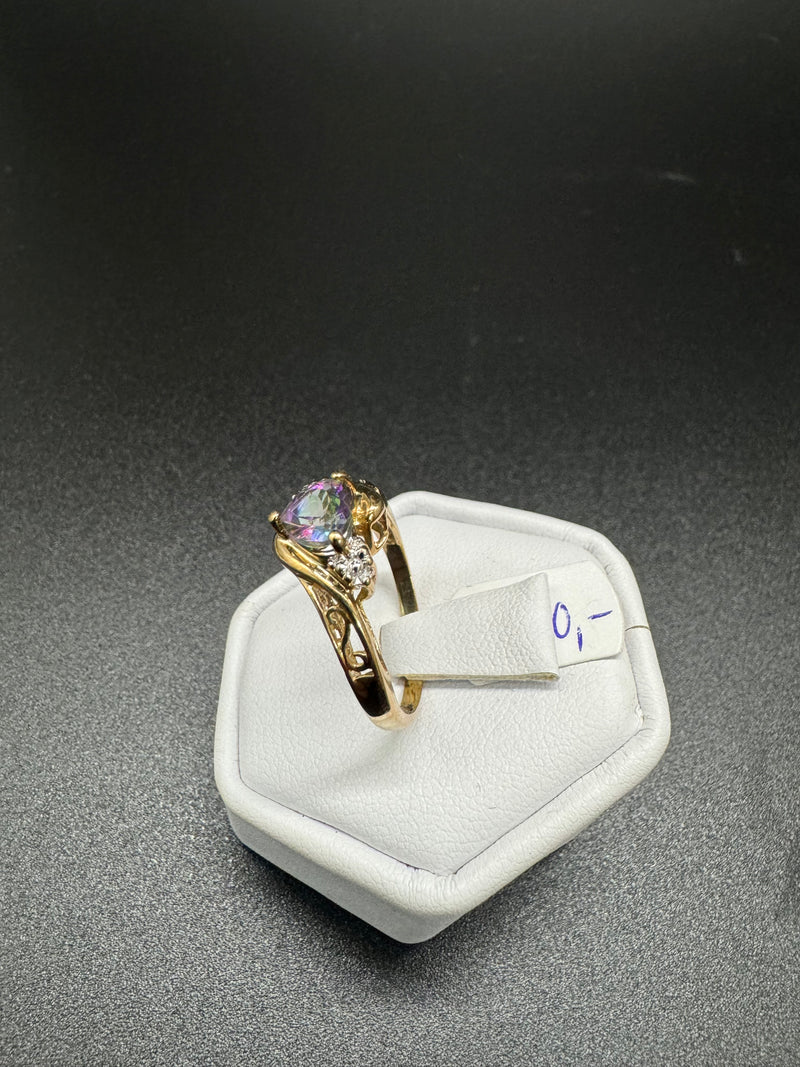 375er Goldring Love mit Türkisvioletten Zirkonia Gr 56,5