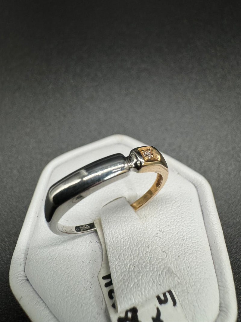 Ring Bicolor 585er Gold mit Diamant Gr55