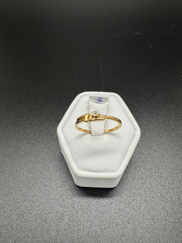 750er Gelbgold Ring mit Diamant Gr 57