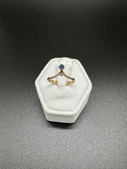 Ring 333er Gold mit Diamant/Blauer Stein Gr51,5